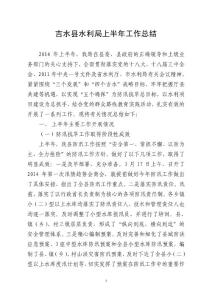 吉水县水利局上半年工作总结