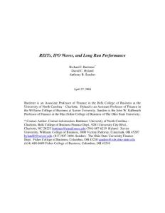 REITs, IPO Waves, and Long Run Performance