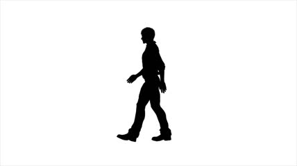 缓慢前进黑色男人侧面人影素材