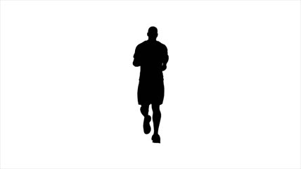 跑步运动黑色男人正面人影素材