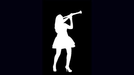 吹长笛的长发女人白色人影