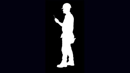 工作人员手握传声机白色人影素材