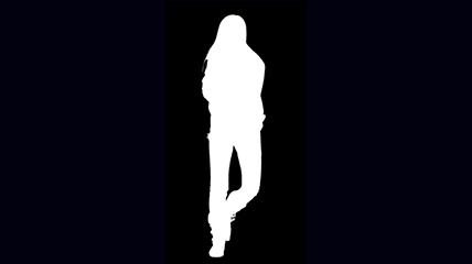 黑色背景白色女人人影跳舞剪辑素材