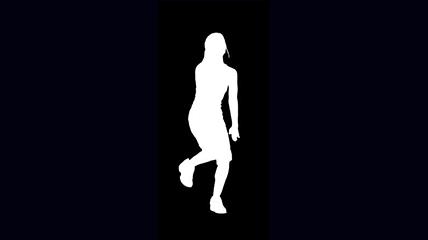 红色背景黑色跳舞女人人影素材