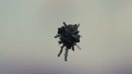 黑色烟雾向四周散开爆炸效果