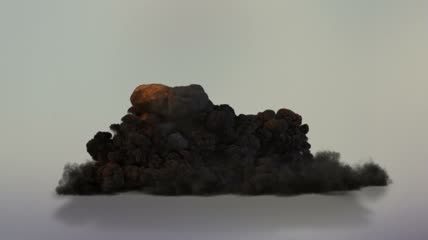 连环爆炸发出黑色烟雾素材