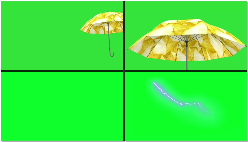 绿屏抠像大雨里的黄伞