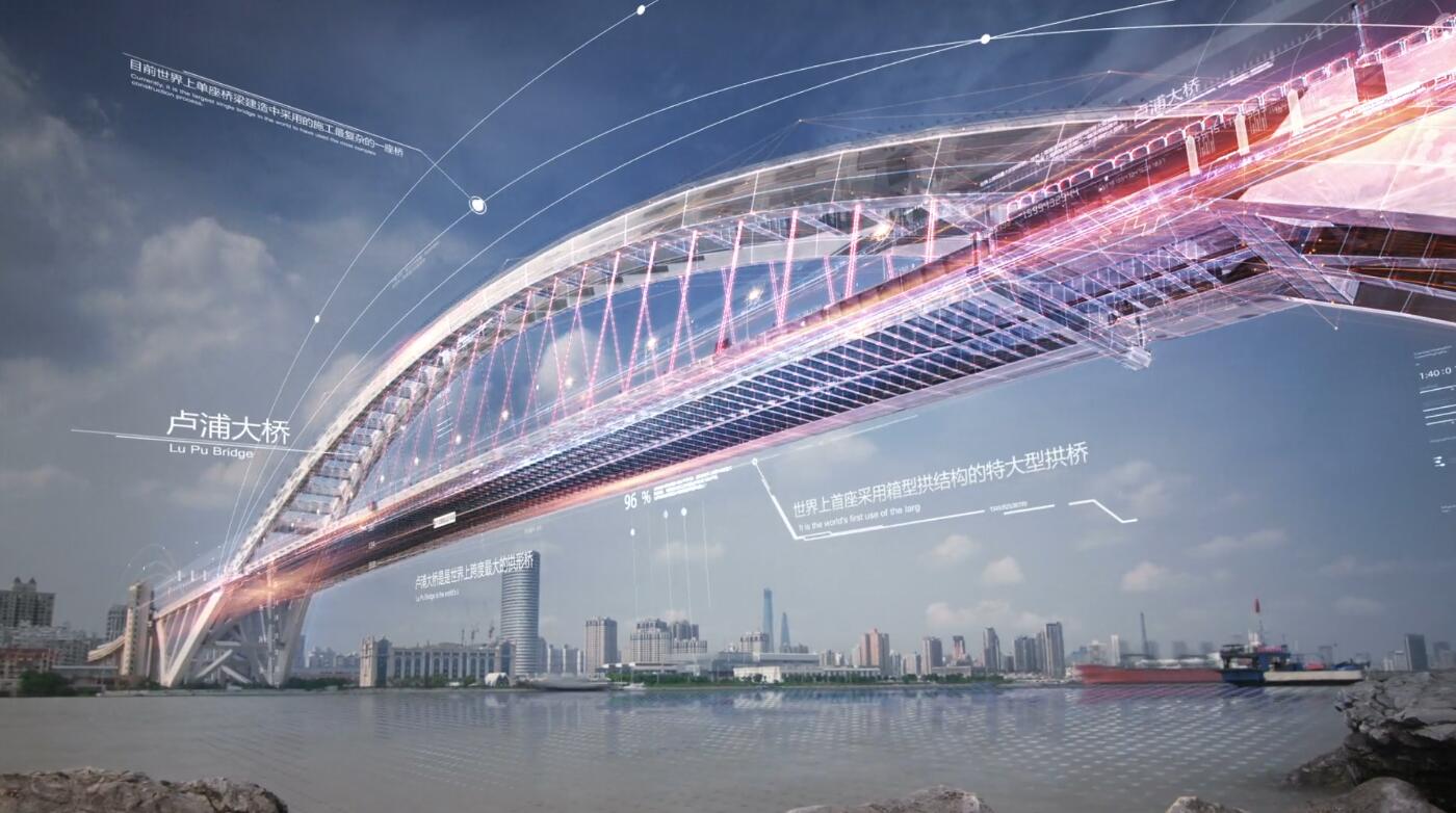 科技动感元素展示上海卢浦大桥