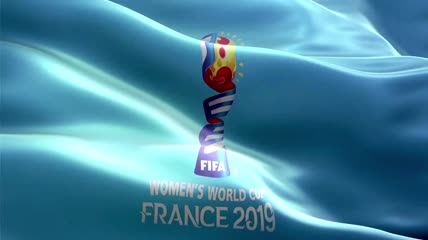 2019法国女足世界杯徽标蓝色旗帜动画
