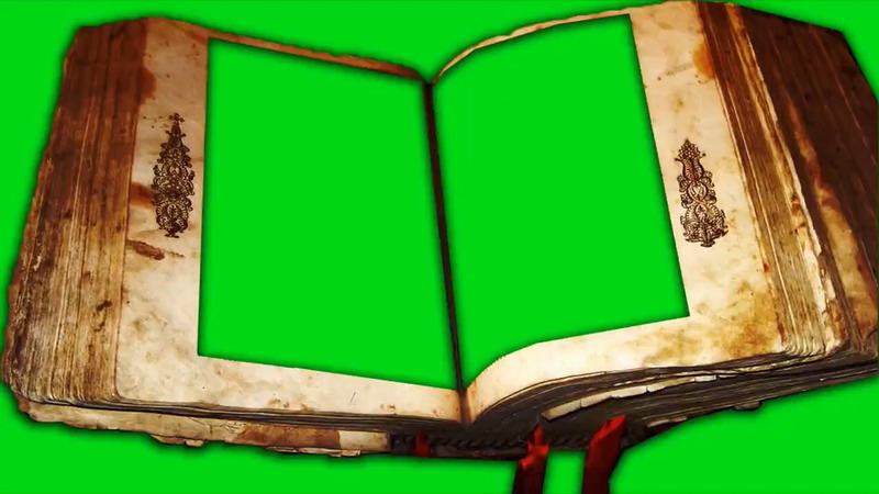 绿屏抠像破旧的古书