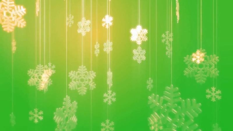 绿屏抠像闪光的雪花挂饰品