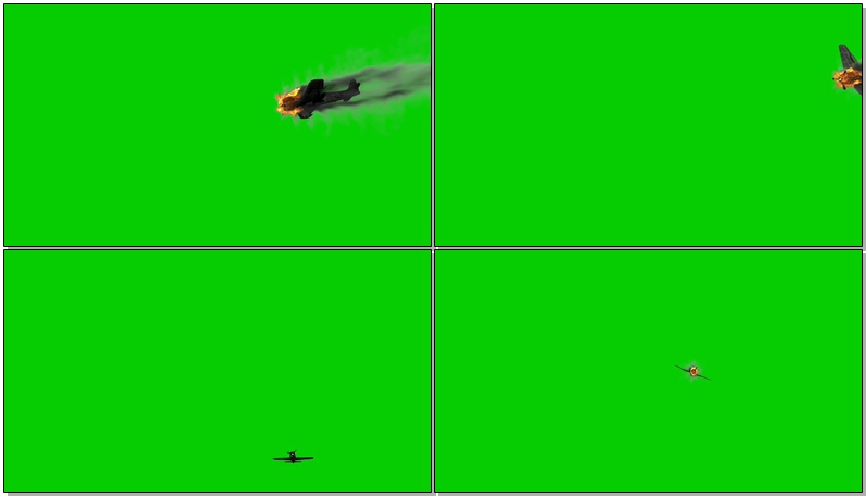 绿屏抠像空中坠毁的飞机