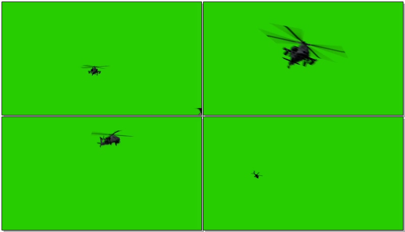 绿屏抠像阿帕奇直升飞机