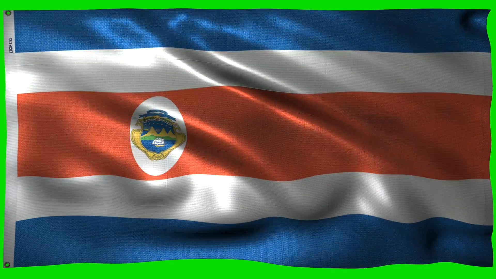 绿屏抠像飘扬的哥斯达黎加国旗