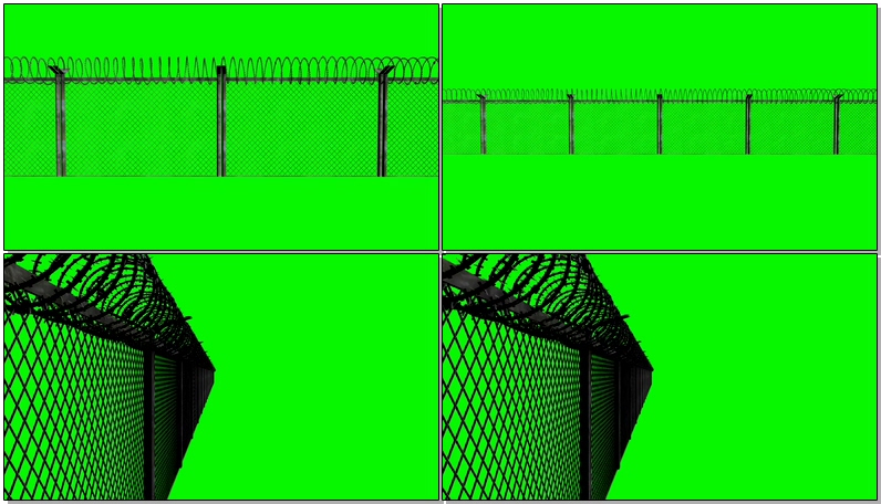 绿屏抠像铁丝网栅栏