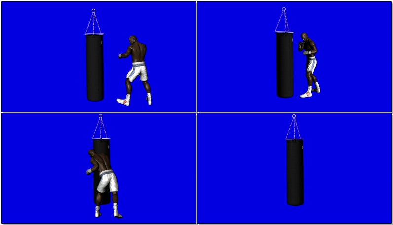 蓝屏抠像黑人拳击运动员