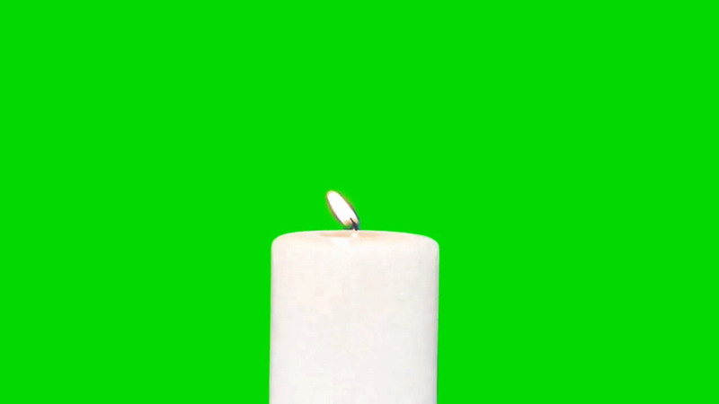 绿屏抠像燃烧的白色蜡烛