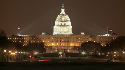 白宫夜景实拍素材