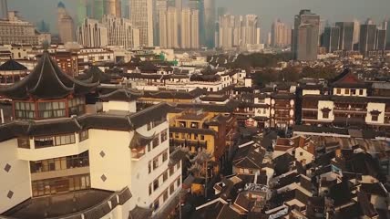 航拍上海城市风景风光景观繁华夜景 人文民居视频素材