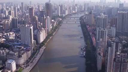 4K广州老城区珠江中国景观航拍视频素材