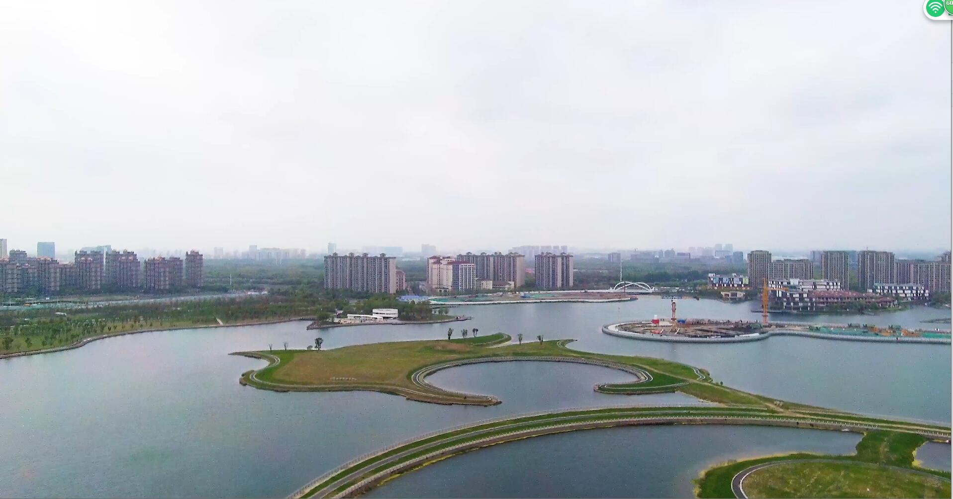 上海之鱼城市绿地俯拍航拍4k湖泊