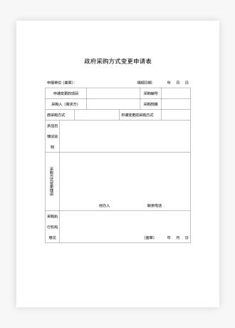 政府采购方式变更申请表