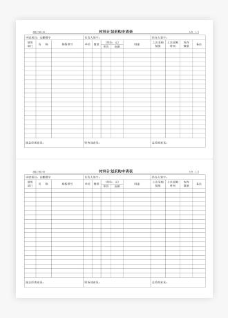 材料计划采购申请表