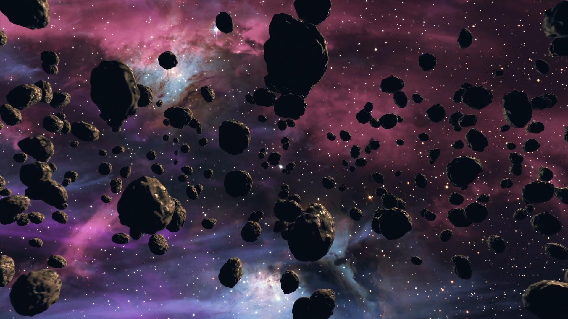 外太空小行星碎石运动背景