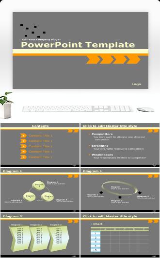 公司图表模板灰色PPT模版