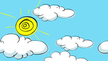 卡通风格太阳云朵可爱背景