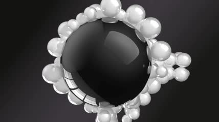 黑色球周围环绕的白球
