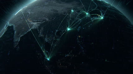 地球科技连线互联网网络线条光线点线面