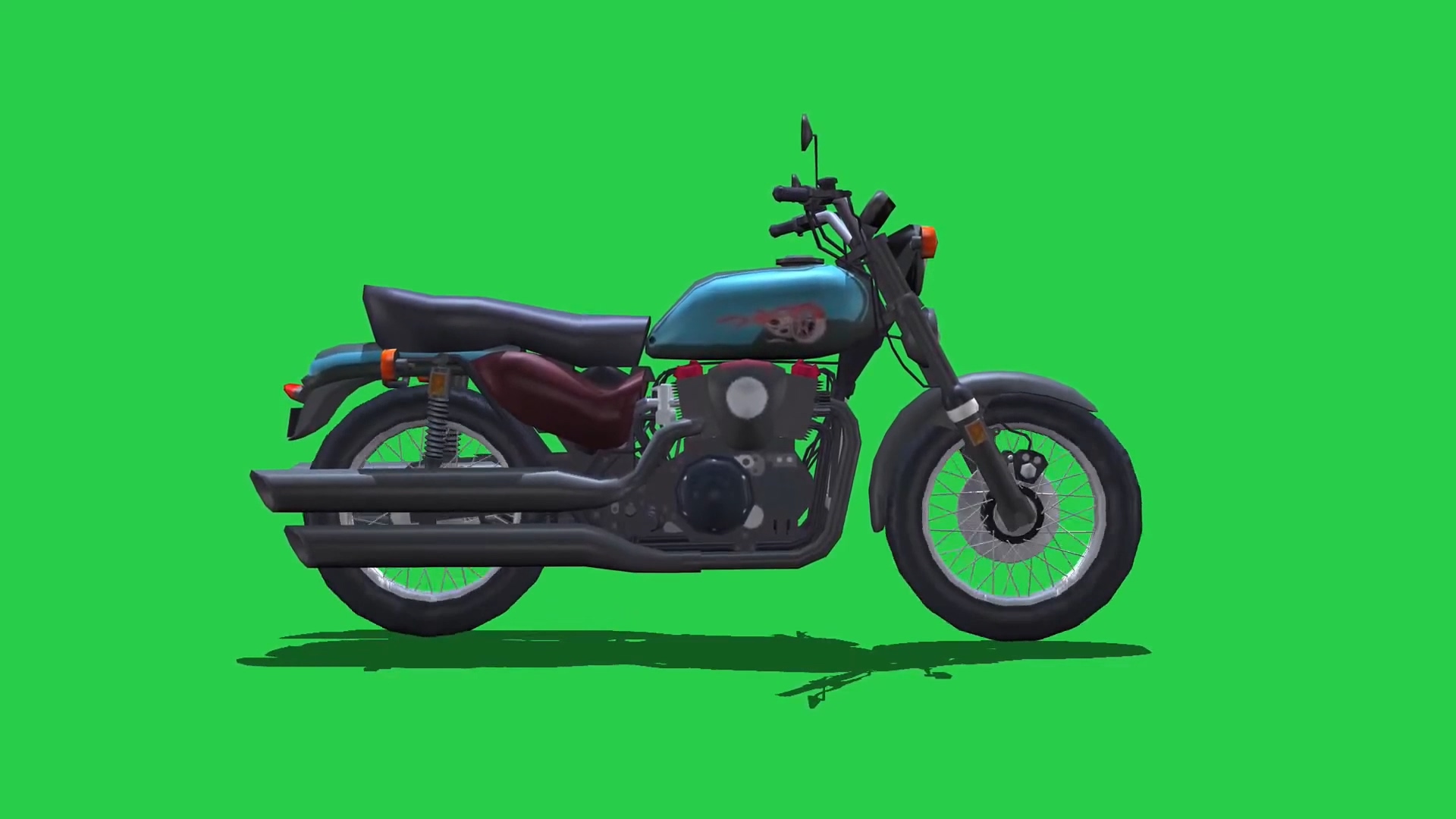 绿幕视频素材摩托车
