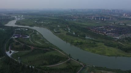 陕西西安咸阳沣河航拍2019年075