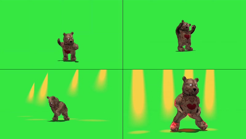 绿幕视频素材僵尸玩具熊