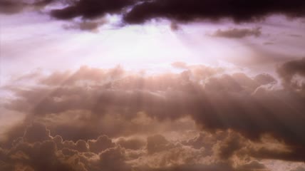 壮丽天空景色动态天色云层阳光散发出射线清晨晚霞高清视频实拍 (4)