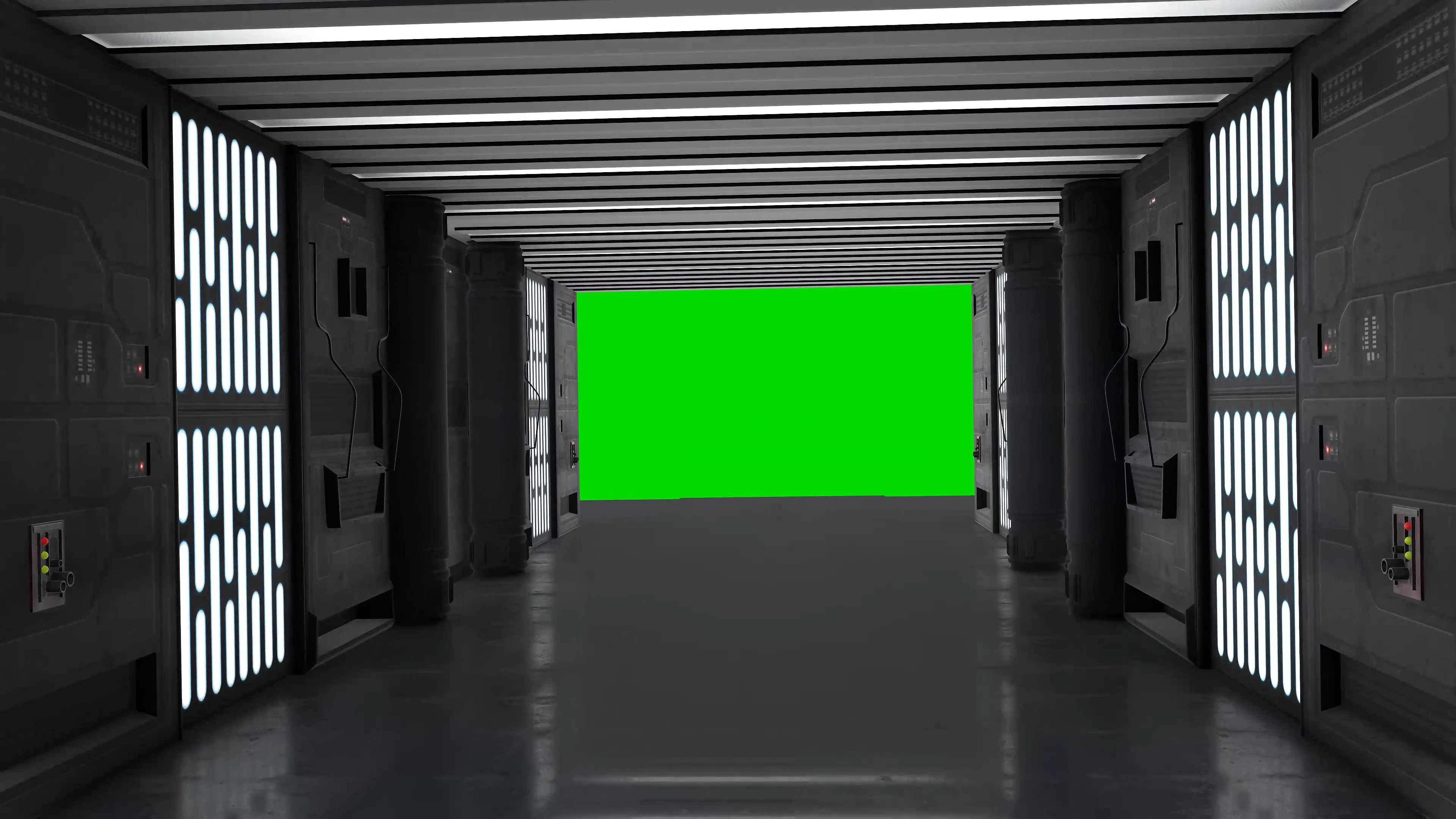 绿幕视频素材飞船走廊