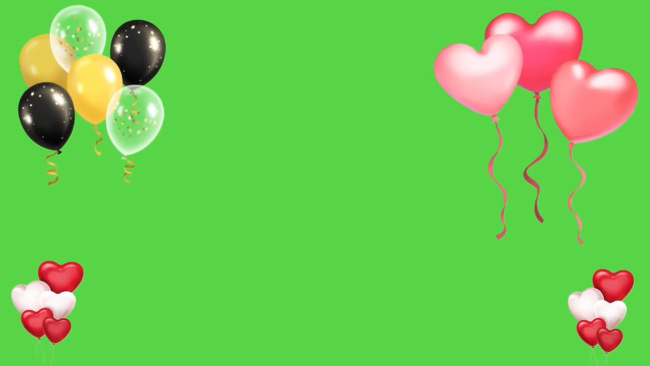 绿幕视频素材彩色气球