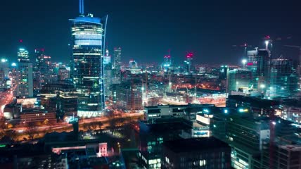 现代繁华都市建筑夜景