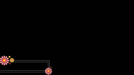 白色线条小雏菊字幕条 透明通道