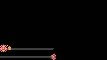 白色线条小雏菊字幕条 透明通道