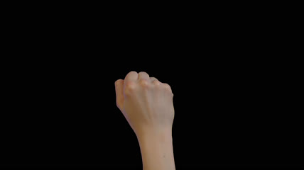 手势 五指伸开向下 握拳 透明通道