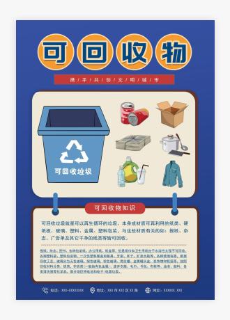 垃圾分类知识可回收垃圾投放宣传海报