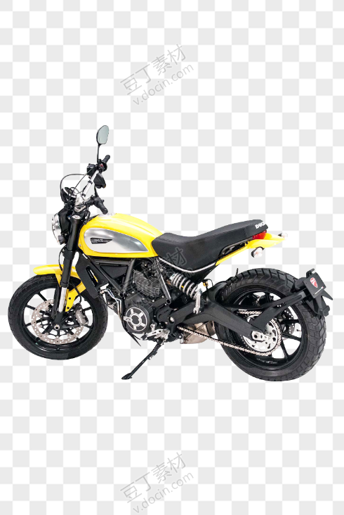 黄色Ducati Scrambler摩托车自行车