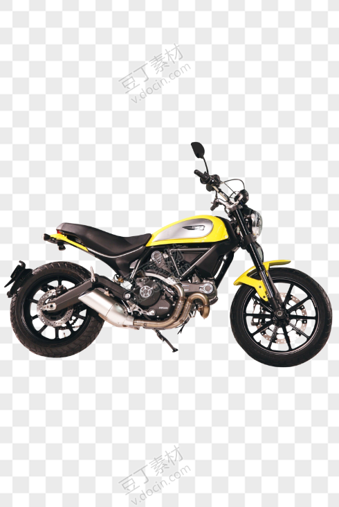 黄色Ducati Scrambler摩托车自行车