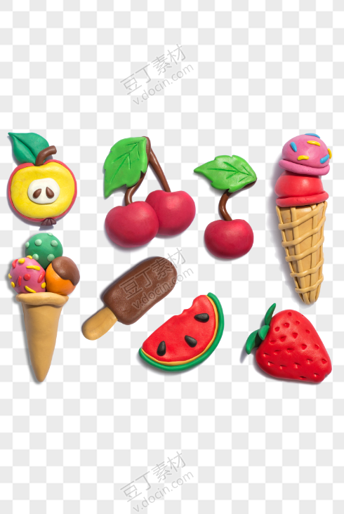 橡皮泥水果冰淇淋图案