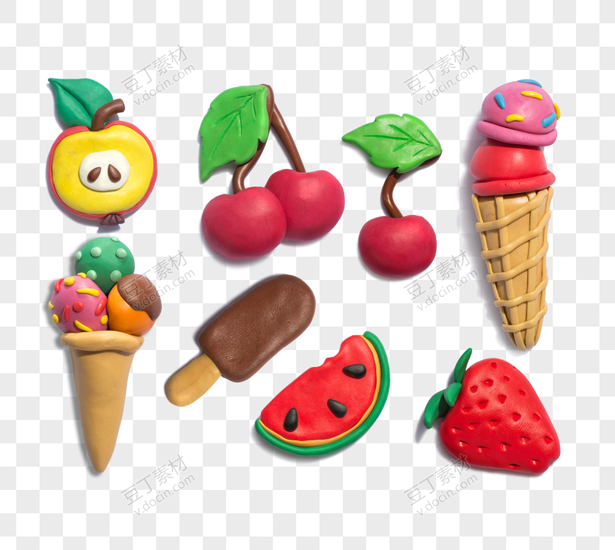 橡皮泥水果冰淇淋图案