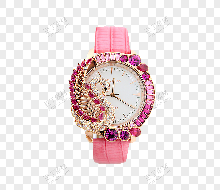 粉色女士钻石手表