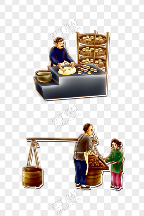 古代月饼作坊制作与买卖