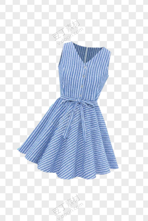 蓝色底纹条形装饰裙子女装
